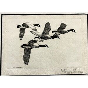 RARE Original Stamp Art PENCIL SIGNED Richard Bishop Etching Print Bird New York